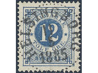 Sweden. Facit 32h used , 12 öre dark blue - light blue on calendered paper. EXCELLENT …