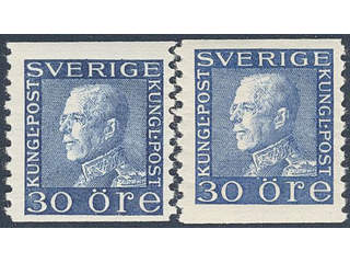 Sweden. Facit 185c ★★ , 30 öre blue, white paper. Two very fine copies. (2).