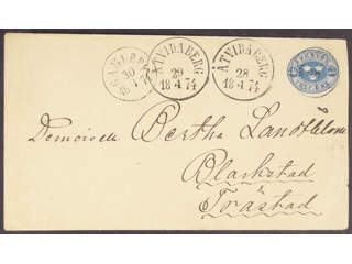 Sweden. Postal stationery, stamped envelope Facit Fk1IIIc , Stamped envelope 12 öre type …