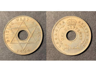 Brittiska Västafrika George VI (1936-1952) 1/2 penny 1949 H, UNC