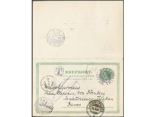 Sweden. Postal stationery, Double postcard, Facit bKd11, Reply card 5+5 öre sent …