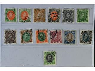 Iceland. Facit 145–57 used, 1931 King Christian X SET close, unbroken lines (13). SEK 2800