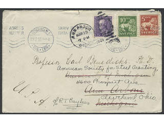 Sweden. Facit 141A, 144A, 175A cover , 5+10+15 öre on cover sent from STOCKHOLM 1 …