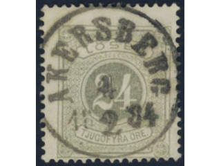 Sweden, Sverige, Sverige, Sverige. Postage due Facit L7c used, 24 öre olive-grey, perf …