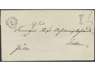 Sweden. W county. HEDEMORA 14.8.1833, arc postmark type 1, superb cancellation, on cover …