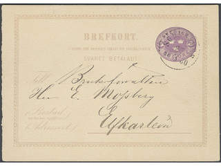 Sweden. Postal stationery, double postcard Facit bKd1CI , Originating card 6 öre sent …