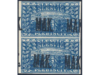 Denmark Schleswig. Facit 12 or Scott 12 (★) , 1920 Lion and Landscape 2 Mark blue double …
