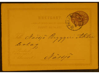 Sweden. Postal stationery, double postcard Facit bKd1CI , Originating card 6 öre sent …