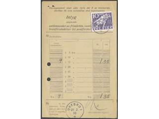 Sweden. Facit 247A cover , 10 öre on certificate of posting. The fee 10 öre applied for …