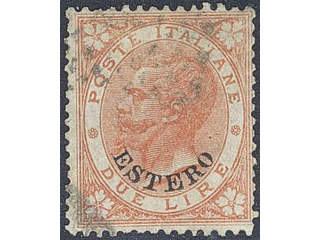 Italy Post in foreign countries. Michel 9 used , 1874 Allgemeine Estero Due Lire. EUR 350