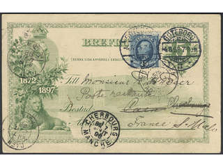 Sweden. Postal stationery, single postcard Facit bKe9, 56 , 1897 Commemorative postcard …