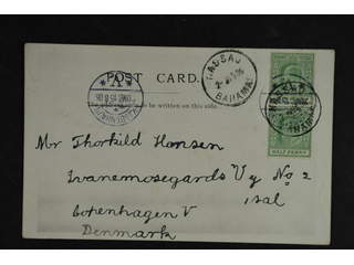 Bahamas. Michel 30 cover , 1906 King Edward VII ½ d light green in vertical pair on post …