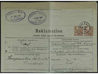 Sweden. Facit 275 cover , 2x30 öre on complaint / enquiry regarding a missing parcel …