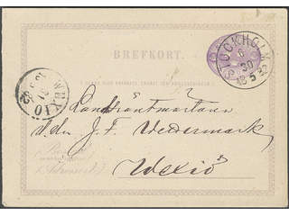 Sweden. Postal stationery, double postcard Facit bKd1BII , Response card 6 öre sent from …