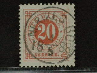 Sweden. Facit 46 used , 20 öre röd. LYX-stämplat NERIKES BO 4.5.1888.