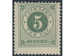 Sweden. Facit 30 ★, 5 öre green. Fine–very fine. SEK 1200