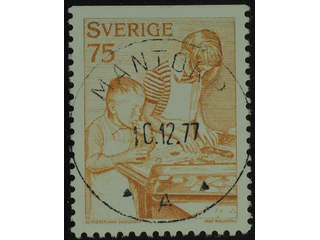 Sweden. Facit 1022 used , 1977 Christmas preparations 75 öre brown-yellow, imperf at …