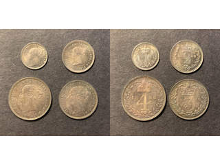 Storbritannien Queen Victoria (1837-1901) 1, 2, 3, 4 pence 1886 Maundy set, UNC