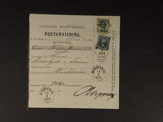 Sweden. Facit 43, 56 cover , 5+20 öre, mixed franking, on beautiful money order sent …