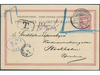 Sweden. Incoming stamped mail. Germany. Invalid postcard 10 pf sent from HOHENWESTEDT …