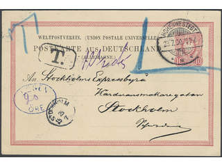 Sweden. Incoming stamped mail. Germany. Invalid postcard 10 pf sent from HOHENWESTEDT …