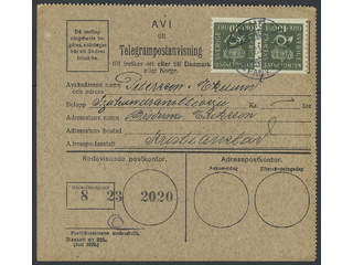 Sweden. Facit 159 cover , 2x40 öre on beautiful telegram money order sent from MALMÖ 1 …