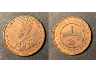 Malaysia George V (1910-1936) 1/2 cent 1916, XF-UNC ärgfläck