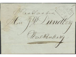 Sweden. P county. BORÅS 15.1.1842, rectangular postmark. type 2 on cover sent to …