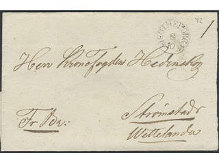 Sweden. O county. GÖTHEBORG 8.10.1831, arc postmark. Type 1 on cover sent to Strömstad. …