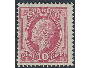 Sweden. Facit 45 ★★, 1886 Oscar II with posthorn on back 10 öre red. Very fresh! SEK 2200