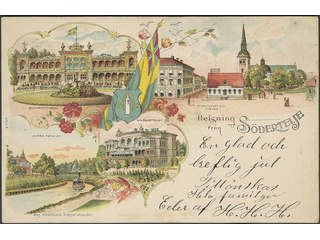 Sweden. Postcard Facit 52 , Gruss Aus. Södertelje, "Helsning från", used card sent from …