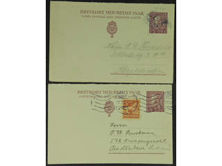 Sweden. Postal stationery, double postcard Facit bKd22 , Reply-paid postcard 15+15 öre …