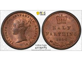 Storbritannien Queen Victoria (1837-1901) 1/2 farthing 1844, UNC, PCGS MS64 RB