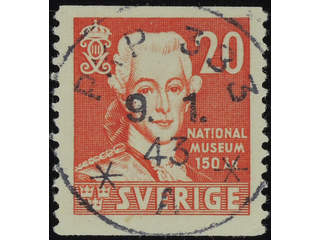 Sweden. Facit 338A used , 1942 150th Anniversary of the National Museum 20 öre red, perf …