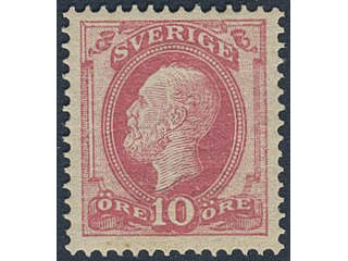 Sweden. Facit 45 ★, 1886 Oscar II with posthorn on back 10 öre red. Nice ex. SEK 700