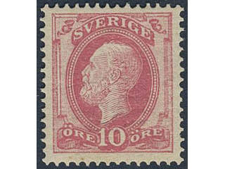Sweden. Facit 45 ★, 1886 Oscar II with posthorn on back 10 öre red. Nice ex. SEK 700