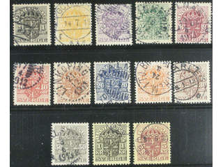 Sweden. Official Facit Tj27–39 used , SET watermark crown (13).
