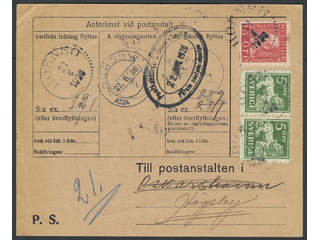 Sweden. Facit 143A, 176A cover , 2x5+15 öre on address change for newspaper (form no. …