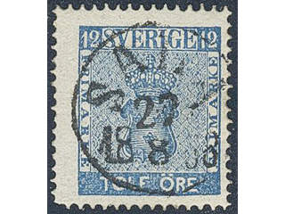 Sweden. Facit 9a2 used , 12 öre greenish blue. EXCELLENT cancellation SALA 27.8.1858. …