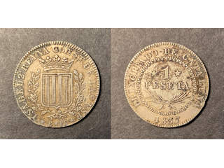 Spanien - Barcelona 1 peseta 1837, VF-XF