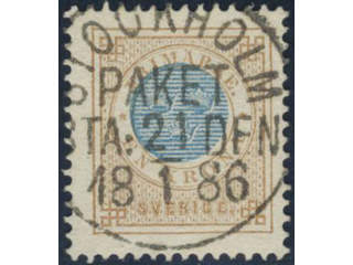 Sweden, Sverige, Sverige, Sverige. Facit 38g used, 1 Krona yellow-brown/blue on …