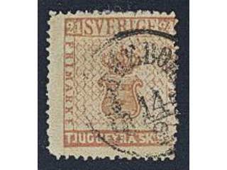 Sweden. Facit 5 used , 24 skill red. Cancelled GÖTHEBOR(G) 14.2.185x. One short and one …