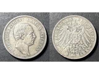 Tyskland - Sachsen  Friedrich August III (1904-1918) 3 mark 1912 E, AU/UNC