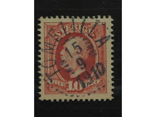 Sweden. Facit 54 used , 1891 Oscar II 10 öre red. Superb cancellation TOMELILLA …