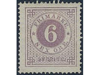 Sweden. Facit 20j ★, 6 öre lilac. Opinion (shade) by O.P. SEK 4000