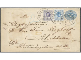 Sweden. Postal stationery, Stamped envelope, Facit Fk1IIc, F20, 21, Stamped envelope 12 …