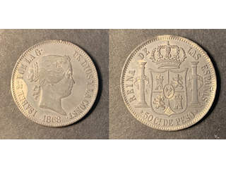 Filippinerna Isabela II (1833-1868) 50 centavos 1868, XF