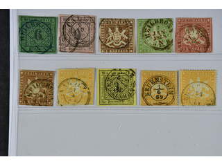 Germany, Württemberg. Used 1851–1861. All different, e.g. Mi 3-4, 6, 8-9, 11. Mostly …