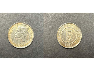 Sarawak Rajah Charles Brooke (1868-1917) 5 cents 1908 H, AU