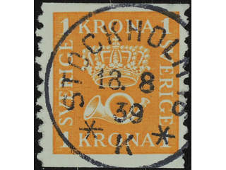 Sweden. Facit 168 used , 1 Krona. EXCELLENT cancellation STOCKHOLM 16 18.8.39.